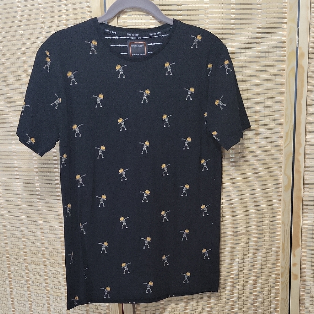 Boy's Denim & Flower Ricky Singh Dancing Jack-o-lantern/Skeleton Tee - 13/14